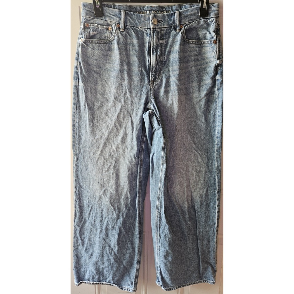 American Eagle Outfitters Women Straight Leg Jeans - Light Blue